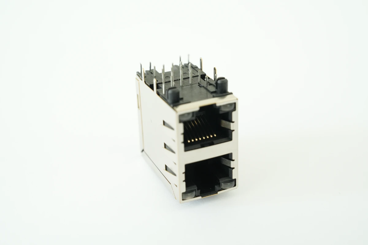 RJ45 2口带灯网络接口母座 2