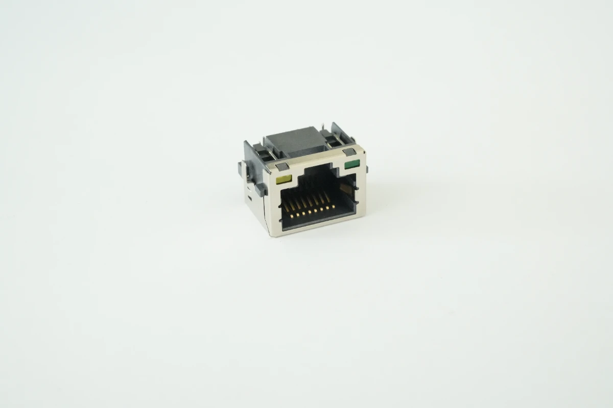 RJ45 8P8C 立式DIP网络接口母座(带黄绿双LED指示灯、金属屏蔽壳) 3