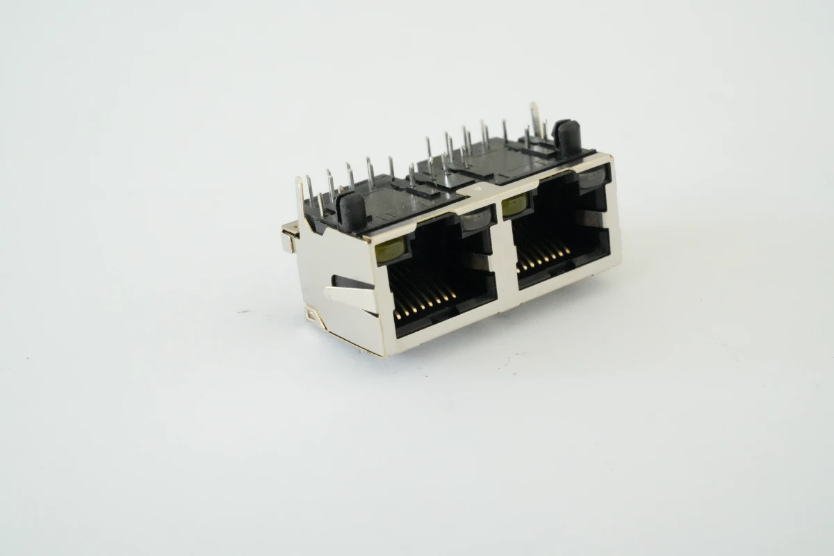 1×2口下折式 8P8C RJ45连接器 2