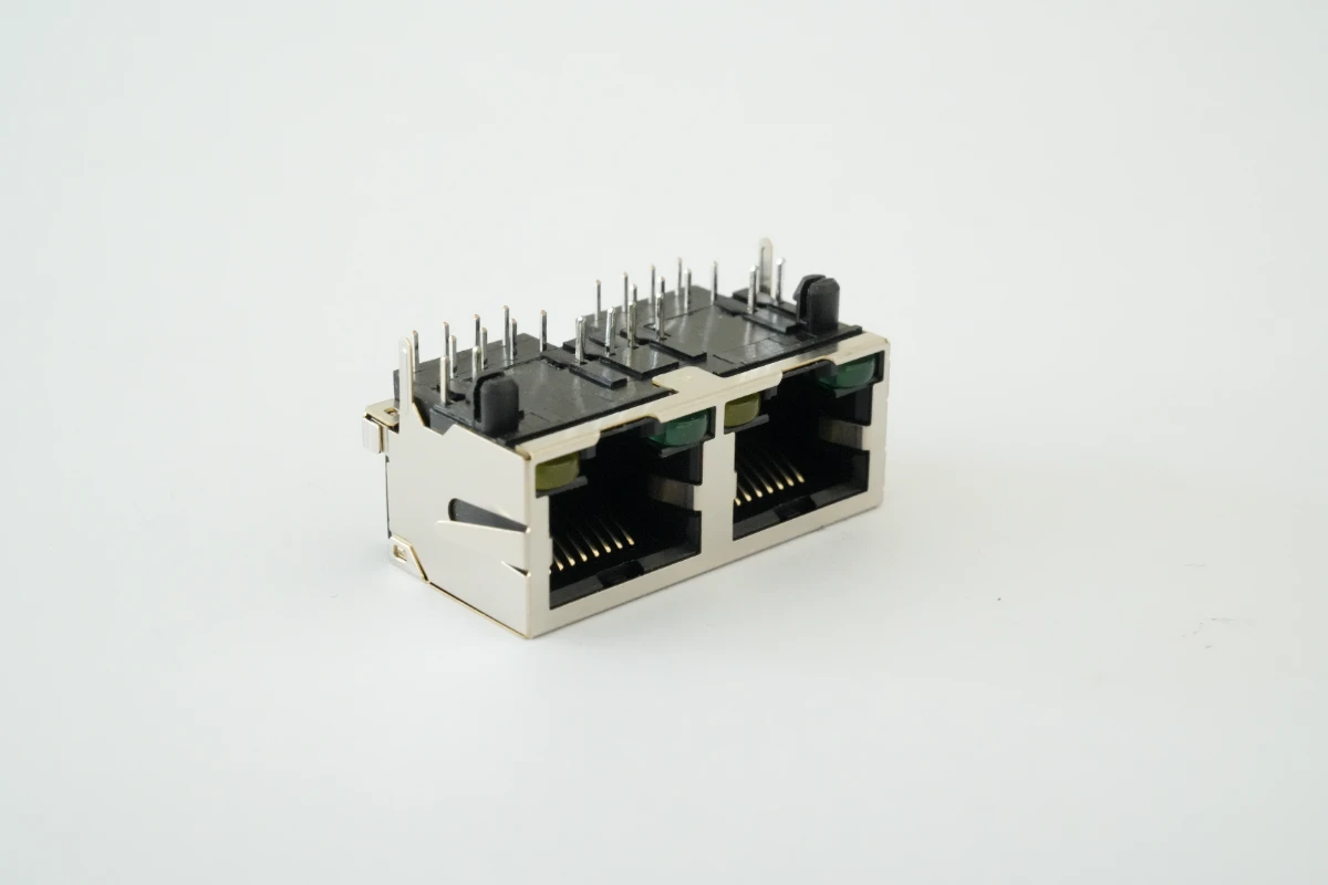 下折式1×2口8P8C RJ45连接器 2